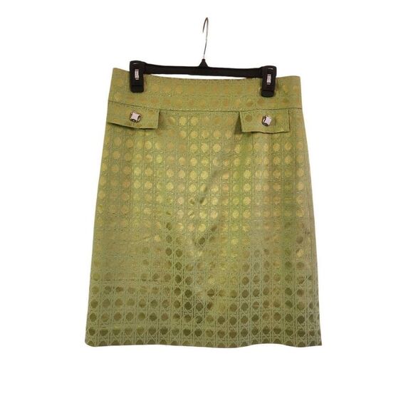 Antonio Melani shimmer Green retro print pencil skirt size 6 - Picture 1 of 8